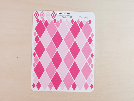 Deco019.a. Pink Diamond Outline Sticker Sheet
