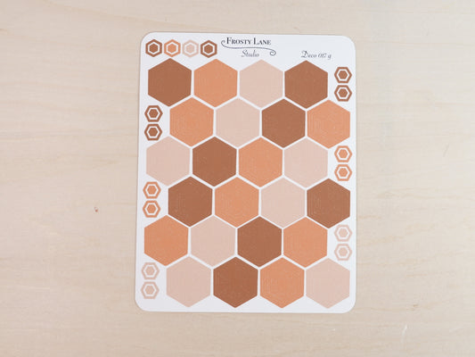 Deco017.g. Brown Hexagon Outline Sticker Sheet