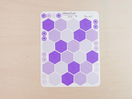 Deco017.f. Purple Hexagon Outline Sticker Sheet