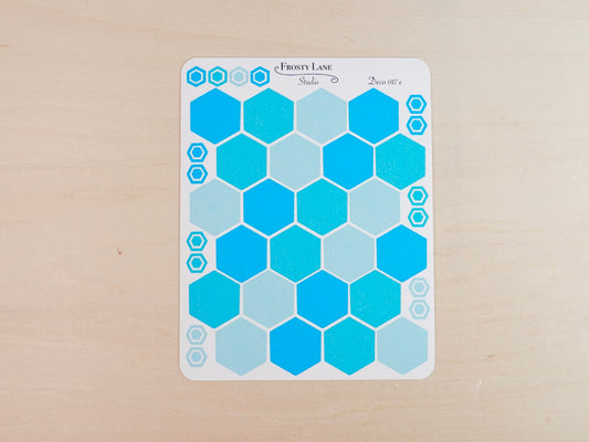Deco017.e. Blue Hexagon Outline Sticker Sheet