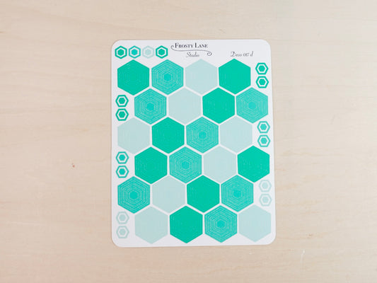 Deco017.d. Green Hexagon Outline Sticker Sheet