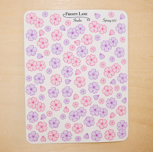 Spring037. Mini Pink Purple Blossom Sticker Sheet