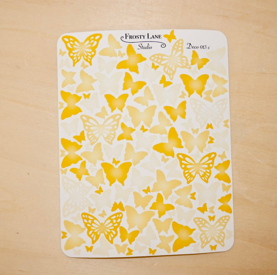 Deco013.c. Yellow Butterfly Sticker Sheet