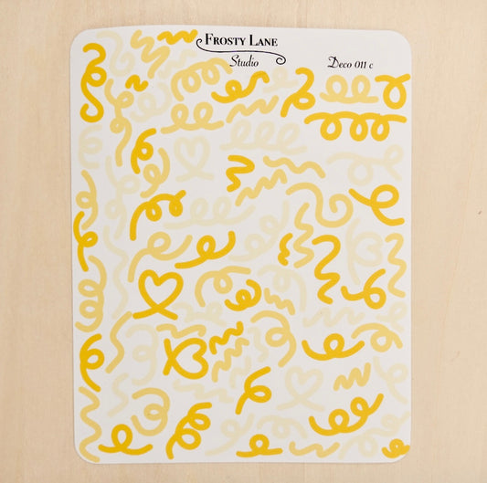 Deco011.c. Yellow Confetti Outline Sticker Sheet