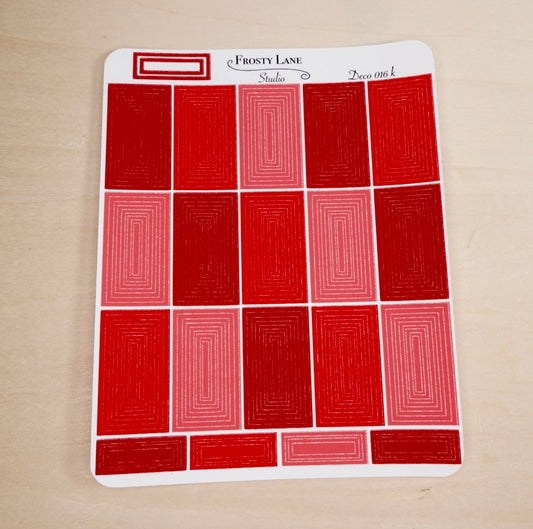 Deco016.k. Red Rectangle Outline Sticker Sheet