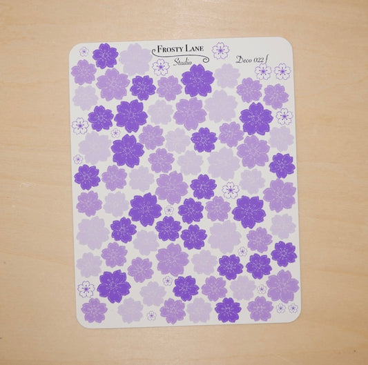 Deco022.f. Purple Sakura Outline Sticker Sheet