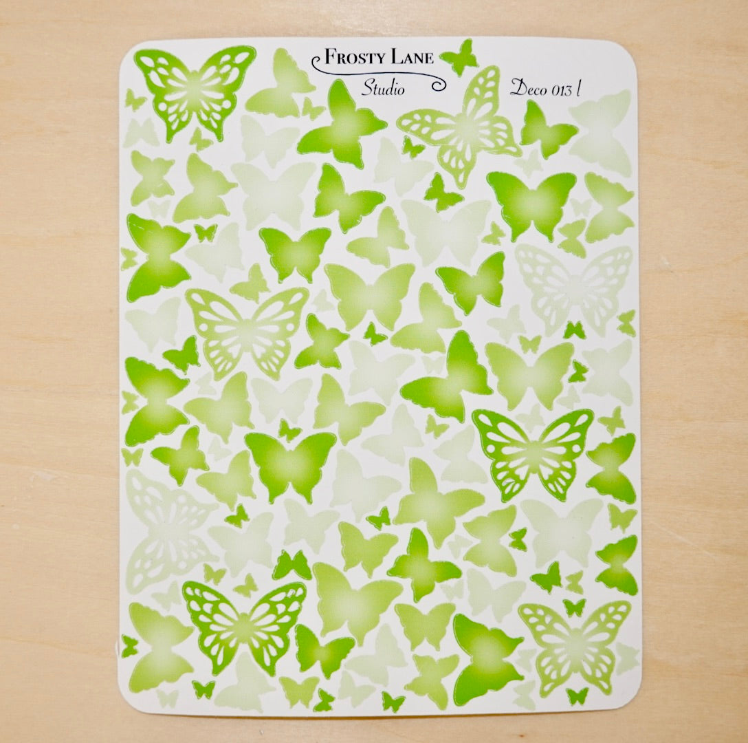 Deco013.l. Lime Green Butterfly Sticker Sheet