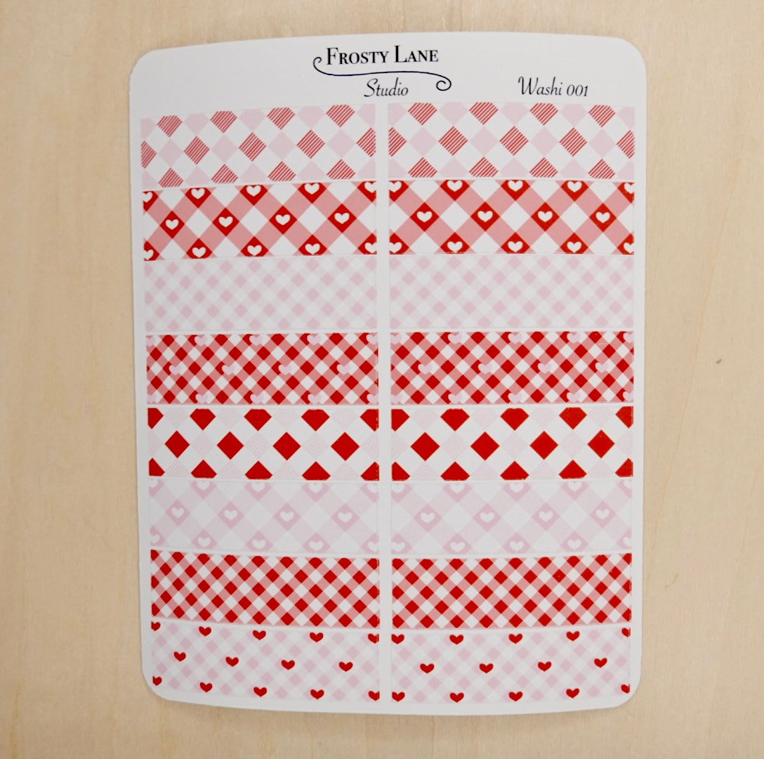 001. Valentine Washi Strip Sticker Sheets