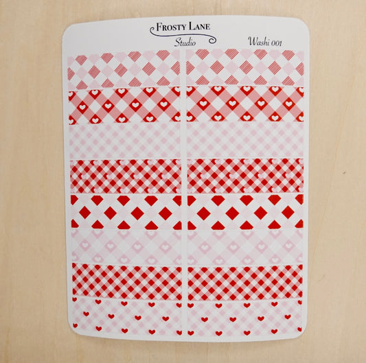 001. Valentine Washi Strip Sticker Sheets
