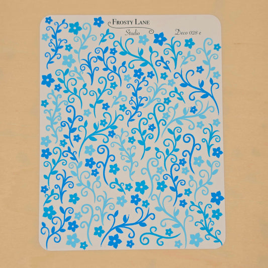 Deco028.e. Blue Vines Sticker Sheet