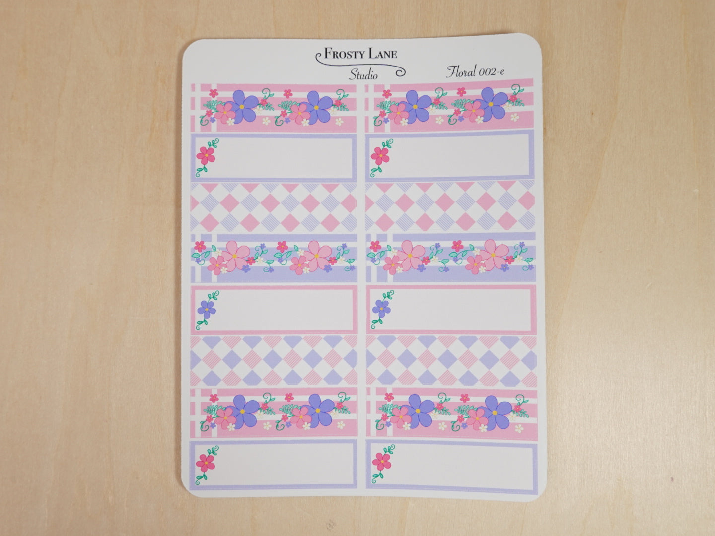 Floral 002 A-F  Pink and Purple Florals Sticker Sheets