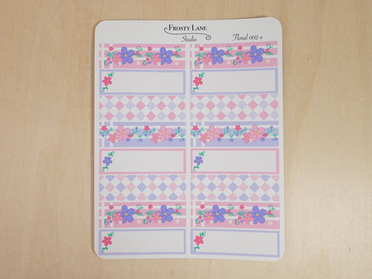Floral 002 E  Pink and Purple Florals Mini Notes Sticker Sheets