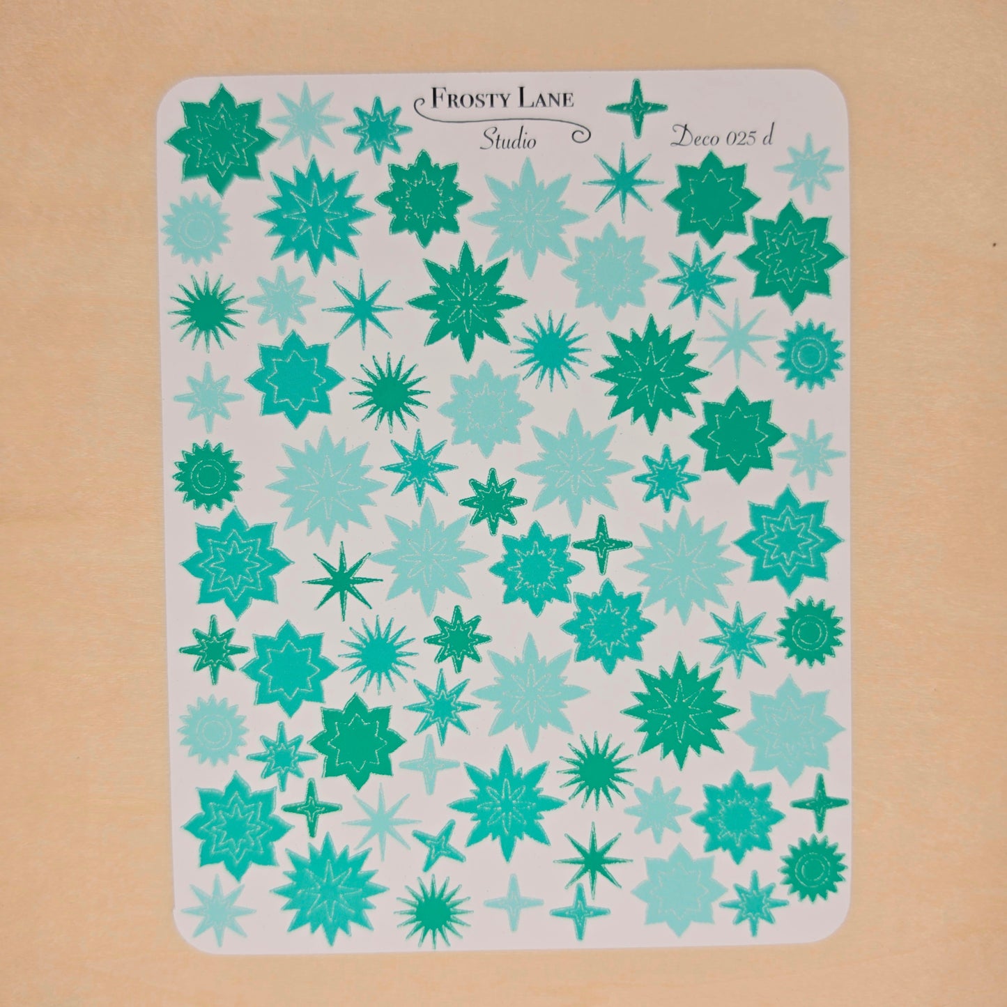 Deco025.d. Green Sunburst Sticker Sheet