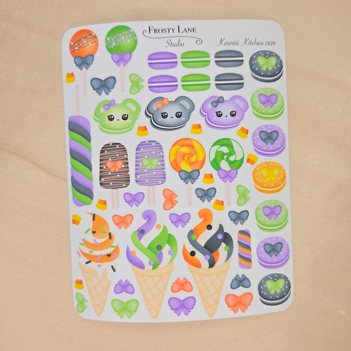 Kawaii Kitchen 009. Halloween Desserts, Cake pop, Ice cream Sticker Sheet