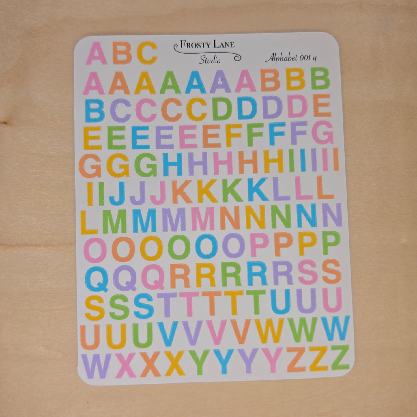 Alphabet 001. q. Pastel rainbow