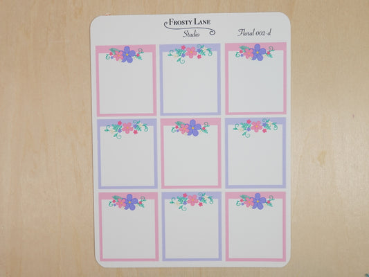 Floral 002 D  Pink and Purple Florals Notes Sticker Sheets