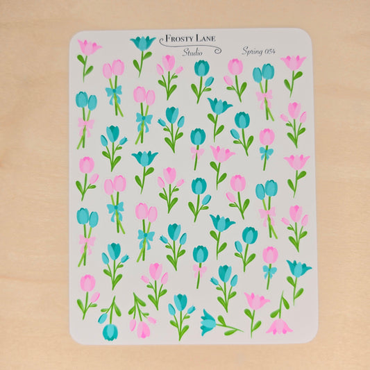 Spring54. Teal and Pink Tulip Blossoms