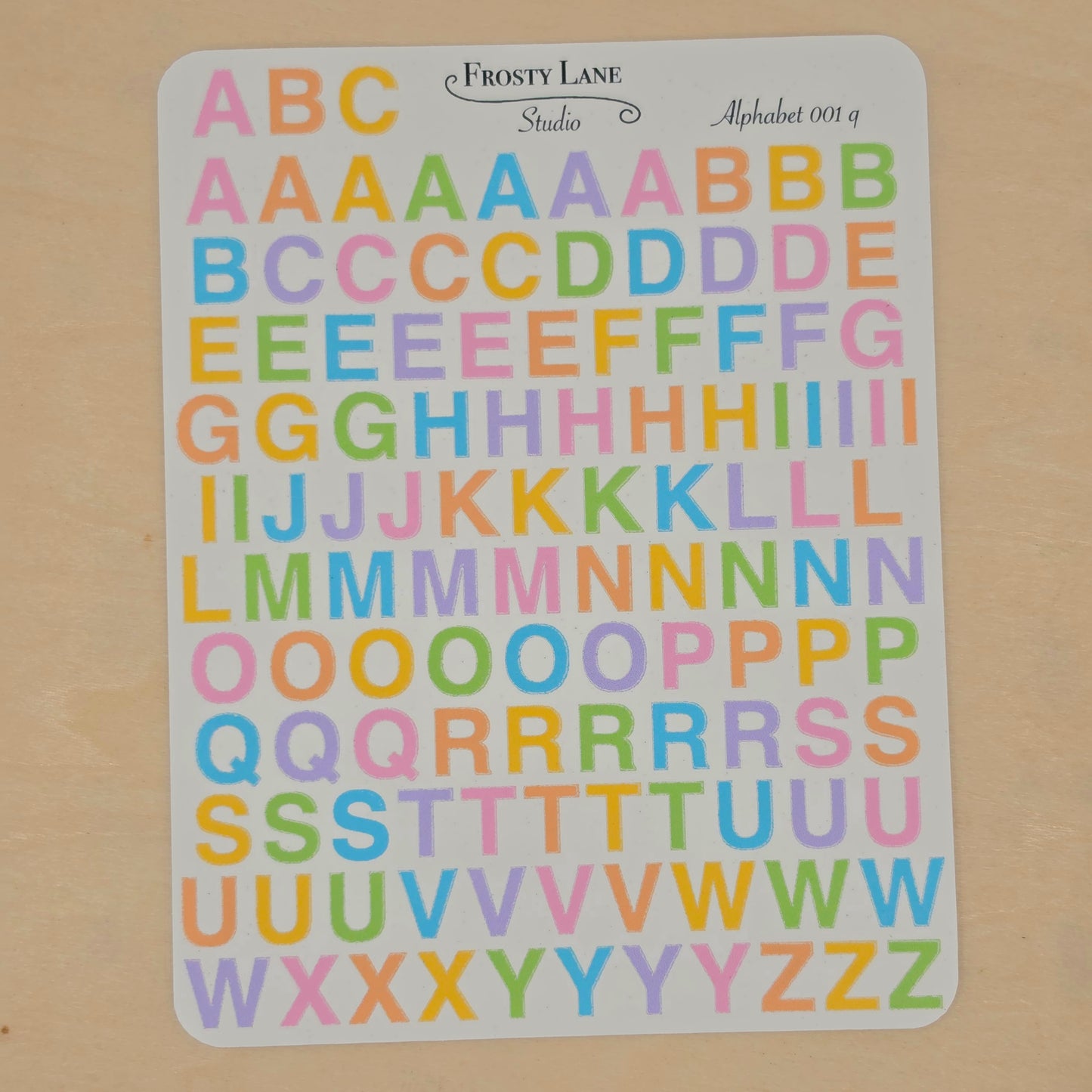 Alphabet 001. q. Pastel rainbow