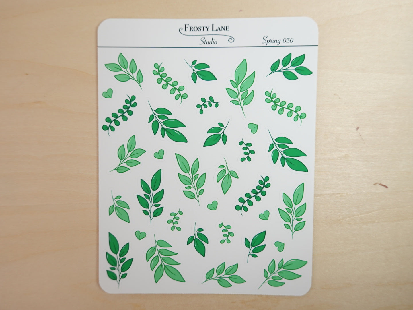 Spring030. Green Leaves Sticker Sheet