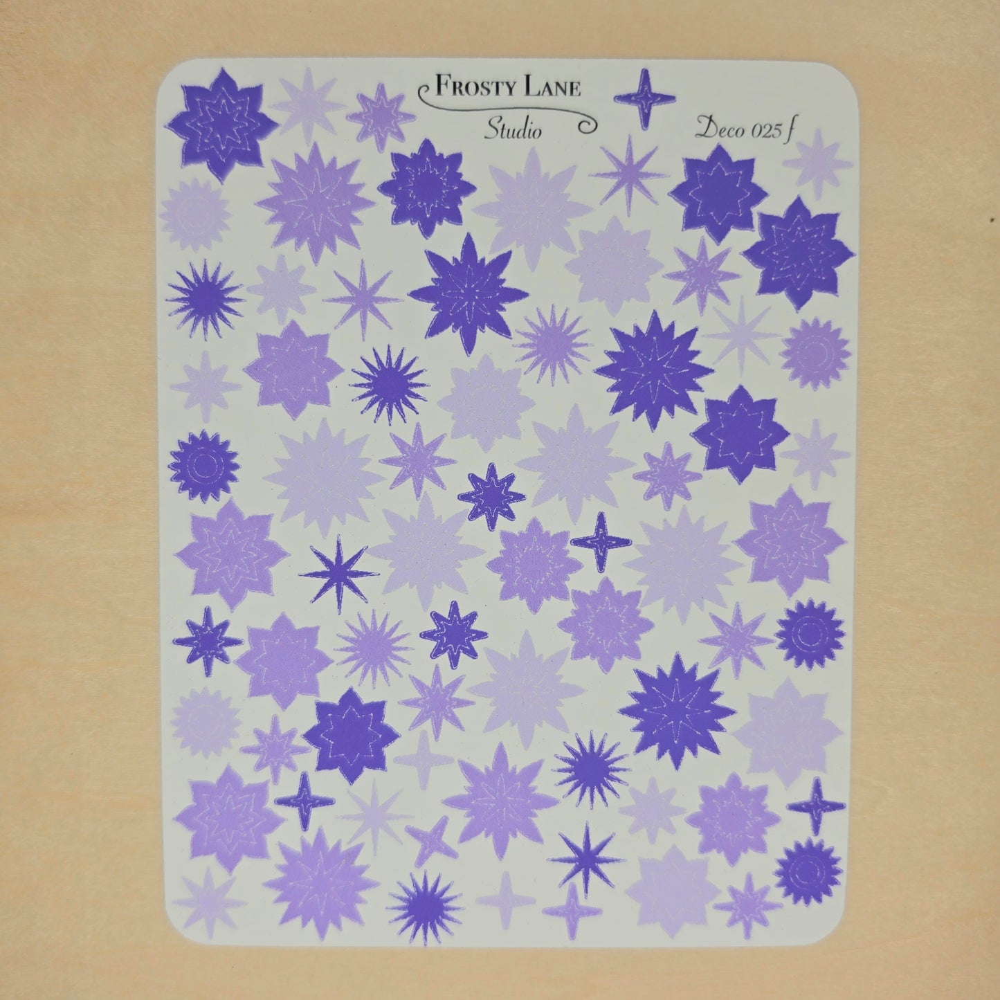 Deco025.f. Purple Sunburst Sticker Sheet