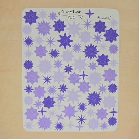 Deco025.f. Purple Sunburst Sticker Sheet