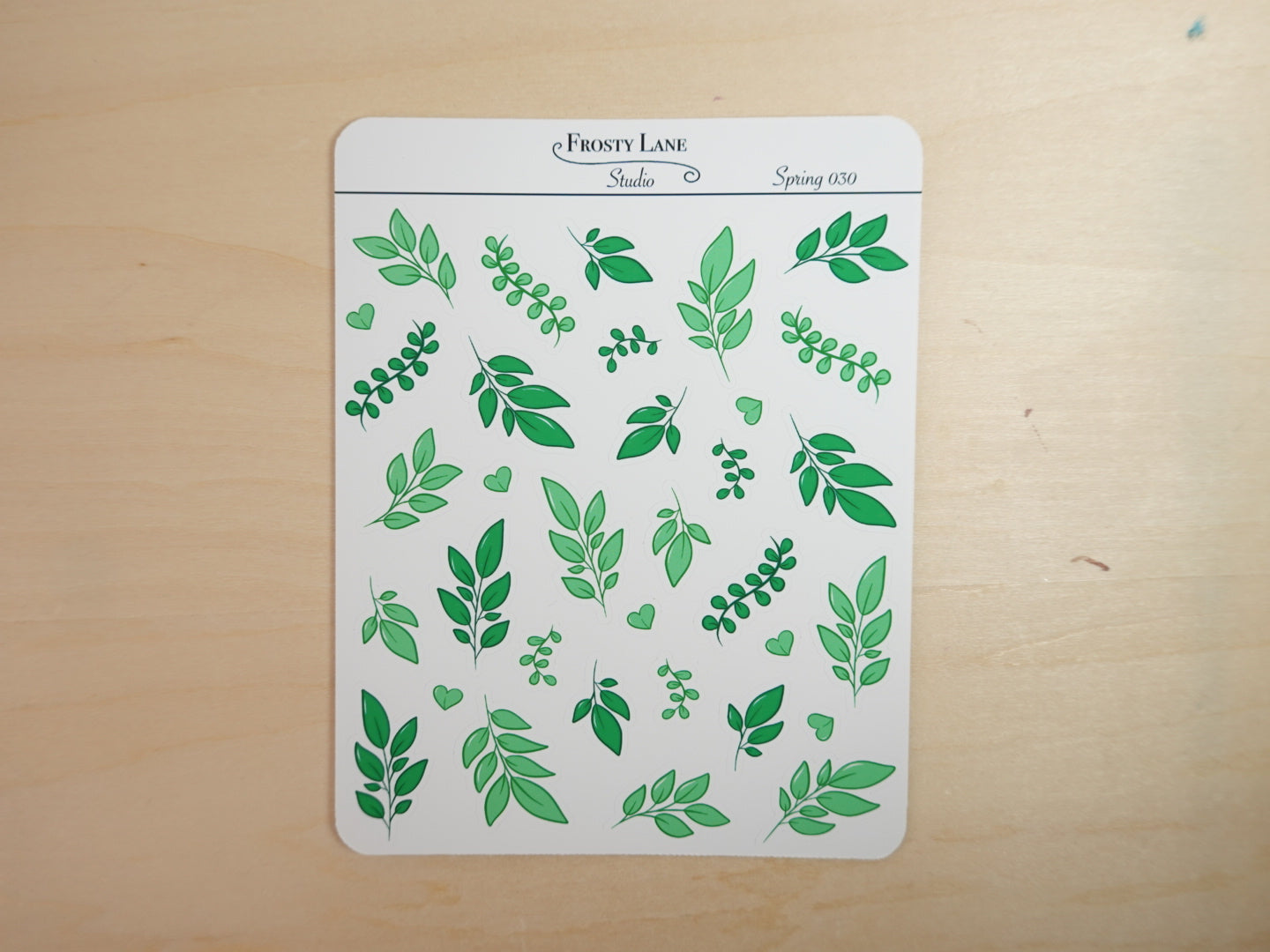 Spring030. Green Leaves Sticker Sheet
