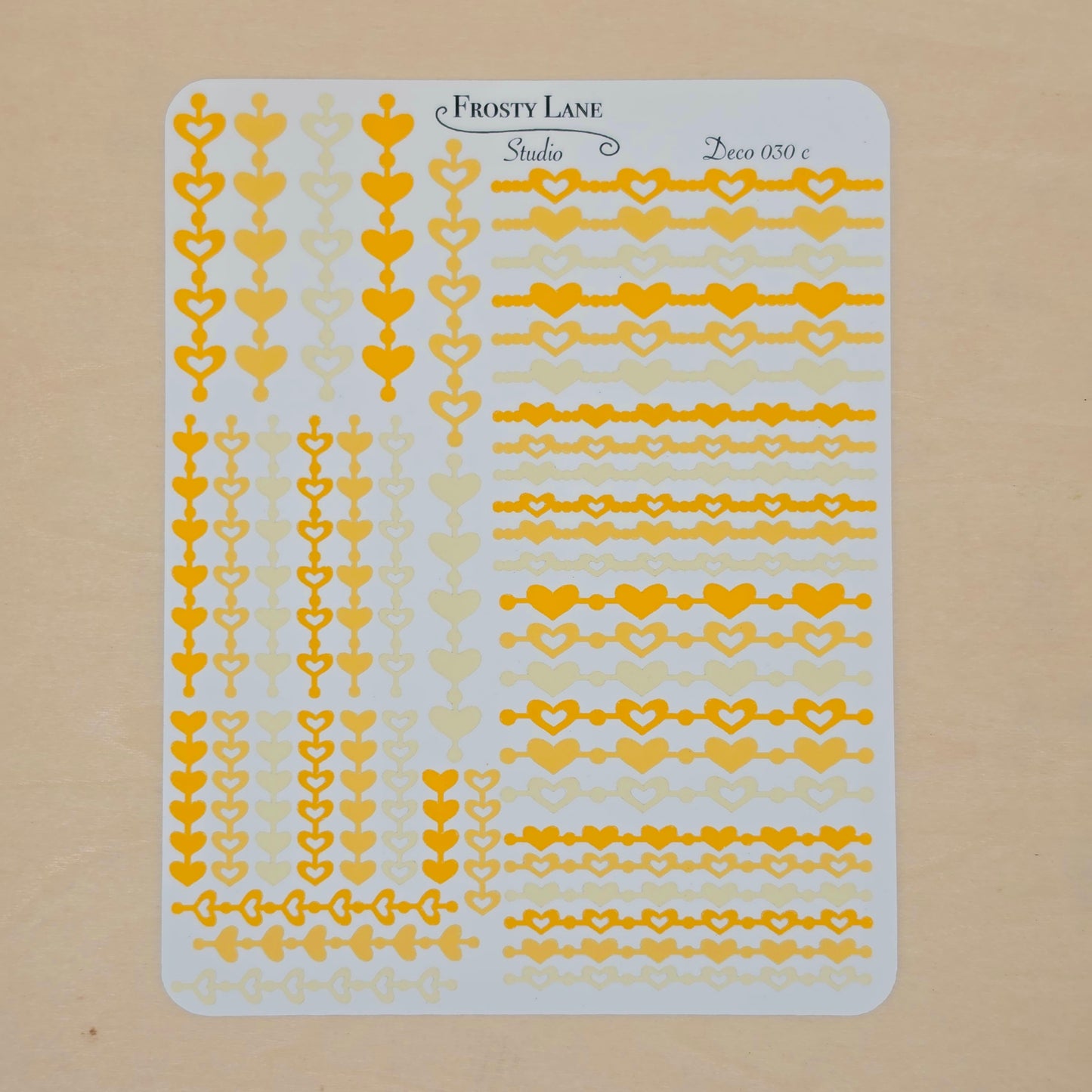 Deco030.c. Yellow Heart Chain Sticker Sheet