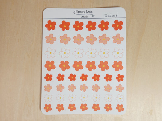 Floral 001 F. Mini Orange Florals Sticker Sheets
