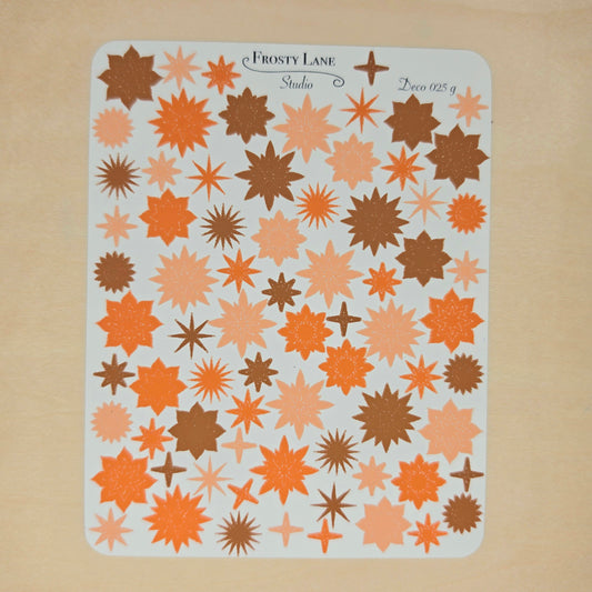 Deco025.g. Brown Sunburst Sticker Sheet