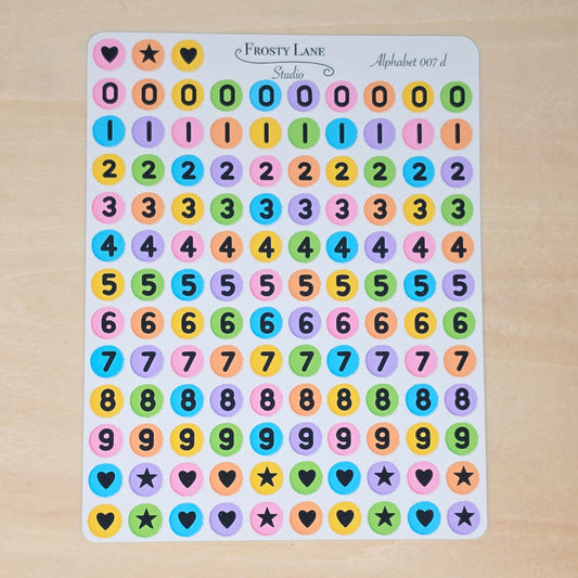 Alphabet 007.d. black numbers on rainbow