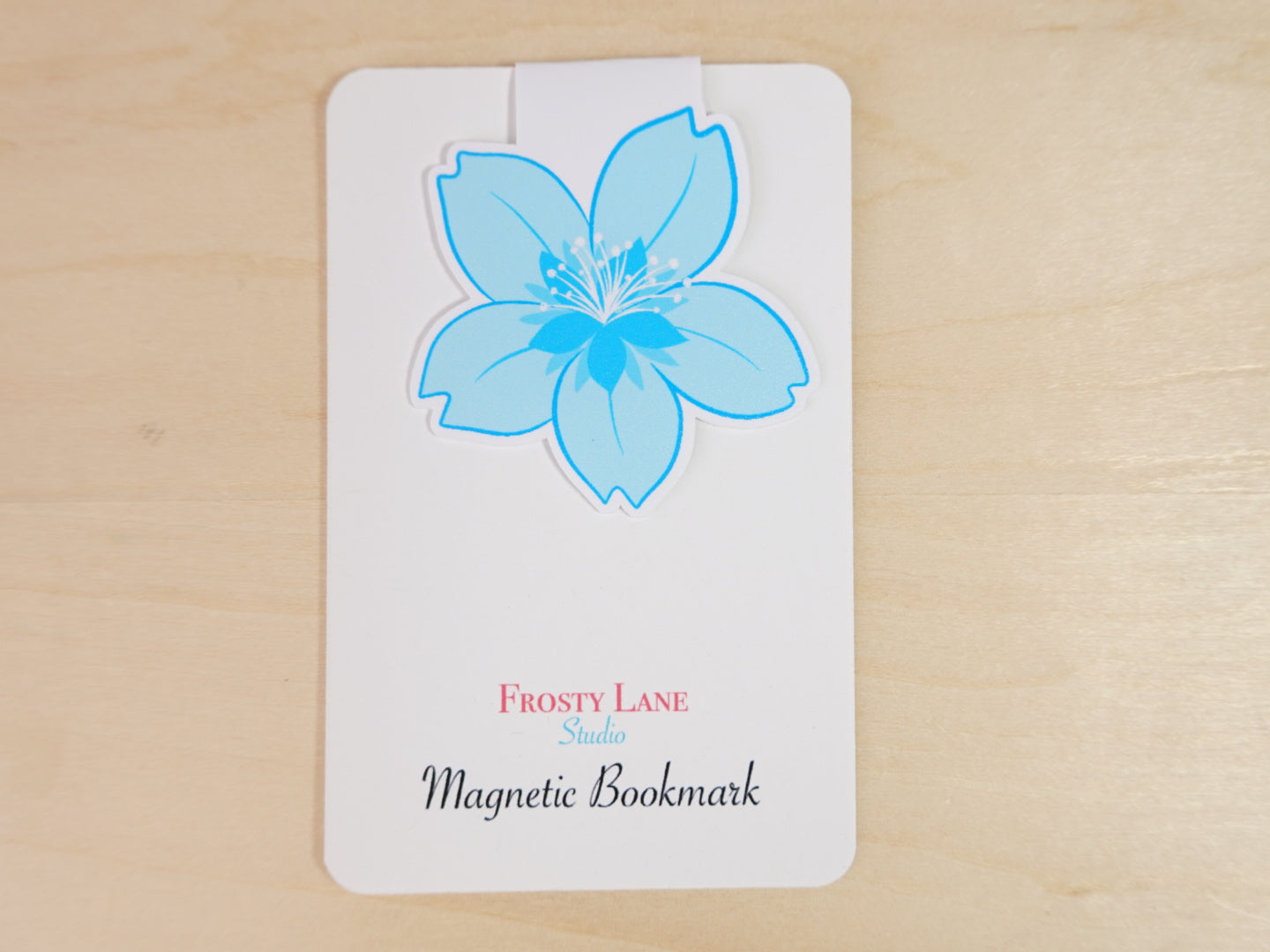 MBM003.  Blue Cherry Blossom Magnetic Bookmark
