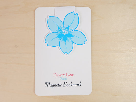 MBM003.  Blue Cherry Blossom Magnetic Bookmark