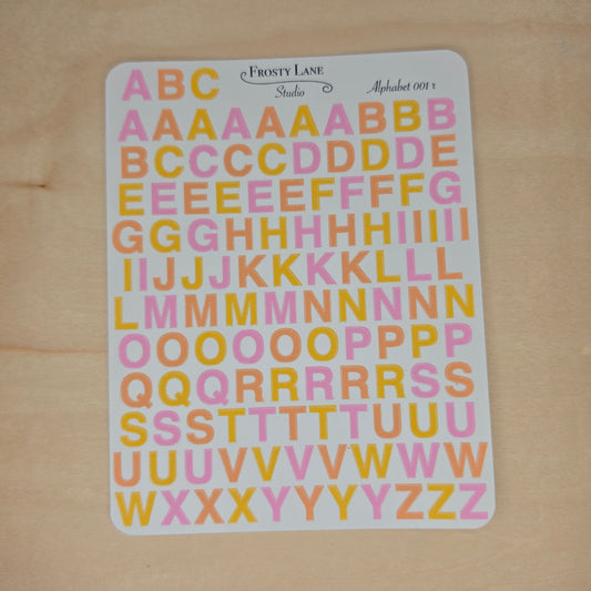 Alphabet 001.r. pastel pink orange yellow