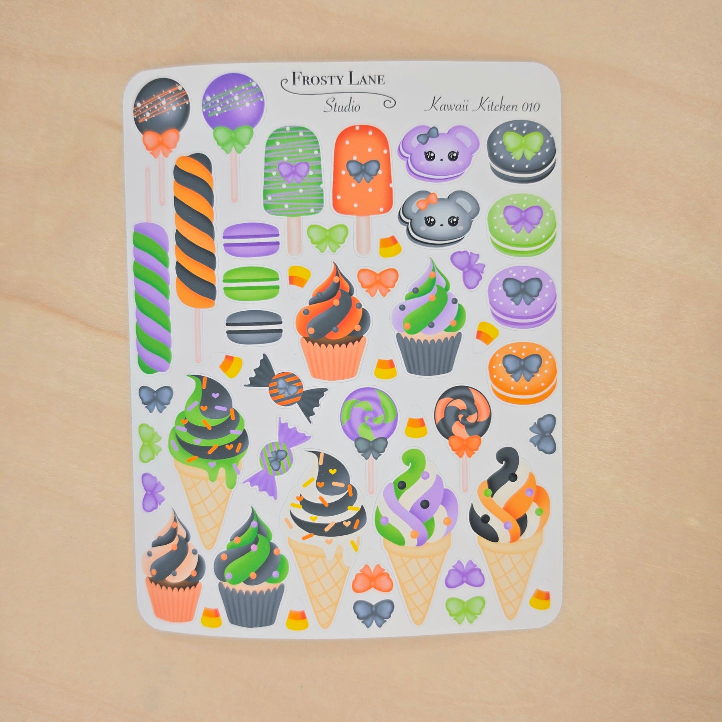 Kawaii Kitchen 010. Halloween Desserts, Cupcake, Cake pop, Ice cream Sticker Sheet