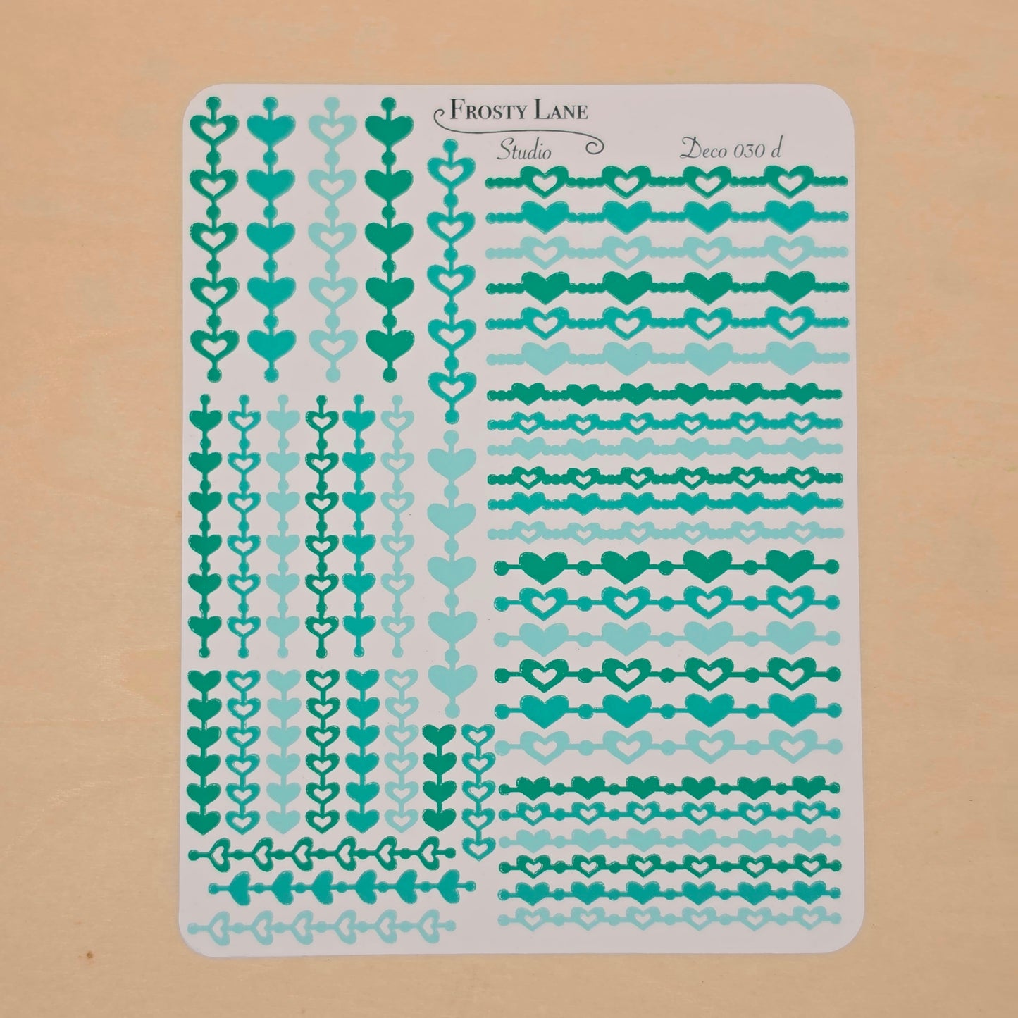 Deco030.d. Green Heart Chain Sticker Sheet