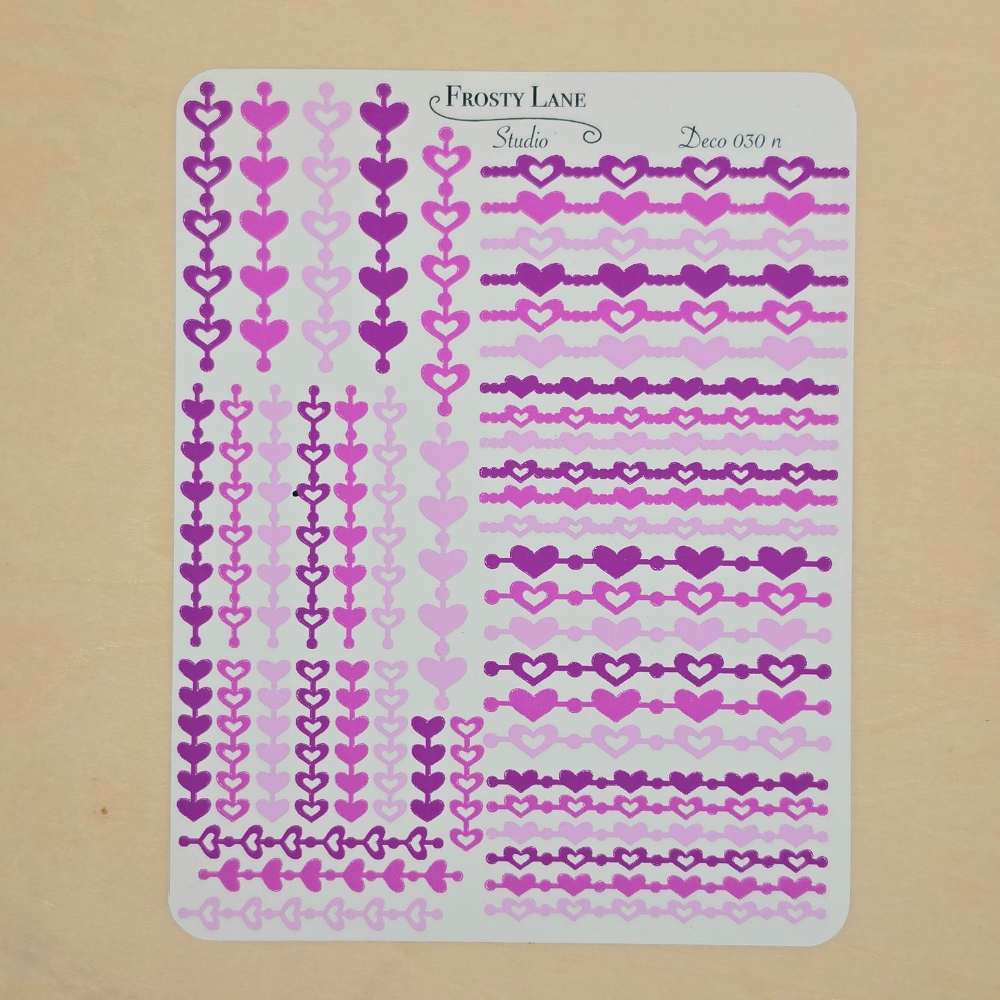 Deco030.n. Fuchsia Heart Chain Sticker Sheet