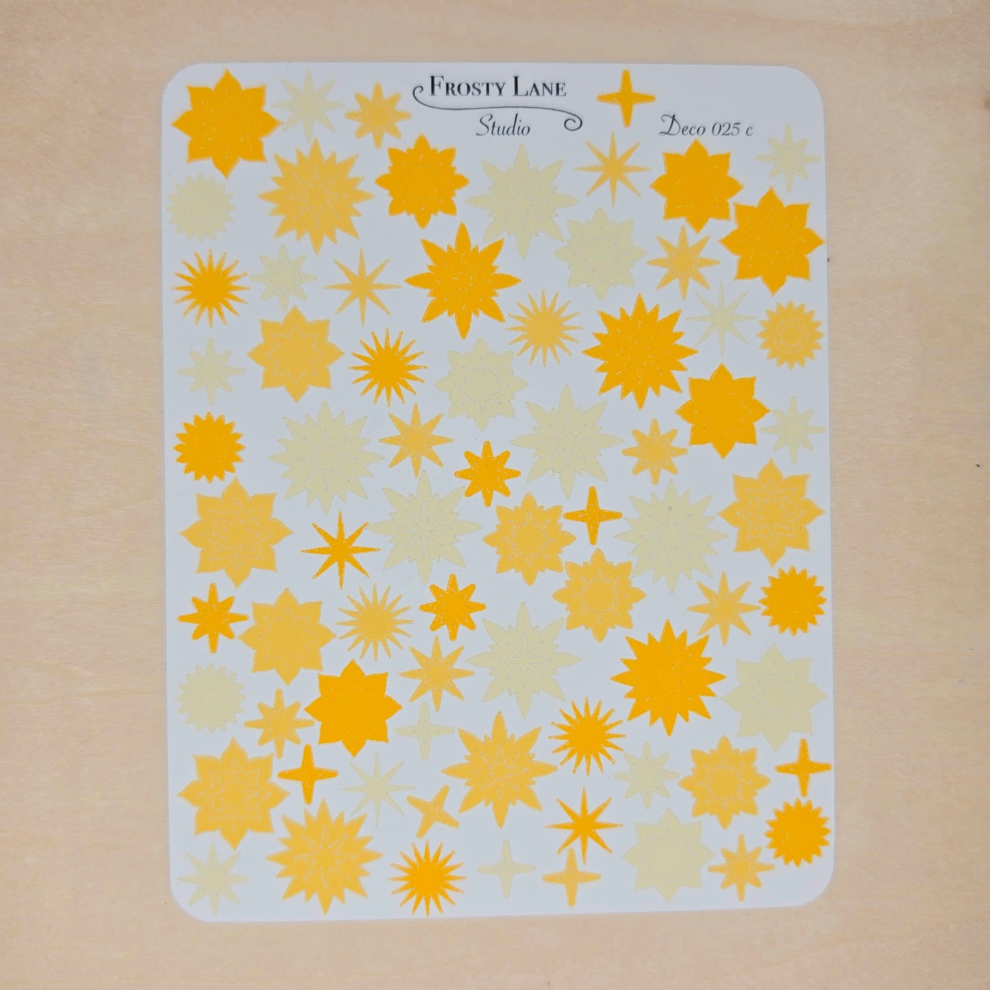 Deco025.c. Yellow Sunburst Sticker Sheet