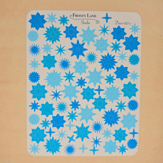 Deco025.e. Blue Sunburst Sticker Sheet