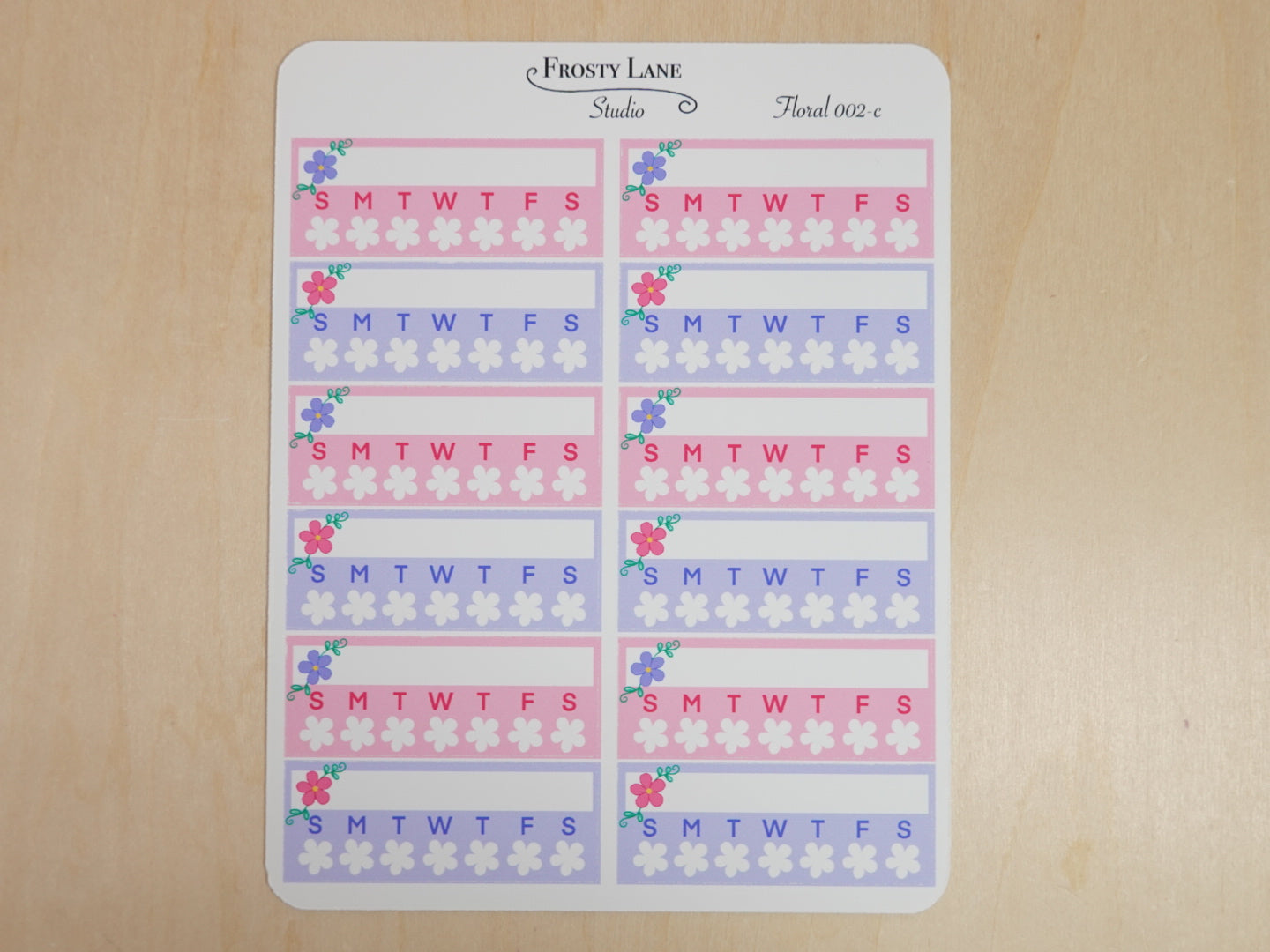 Floral 002 C  Pink and Purple Florals Habit Tracker Sticker Sheets