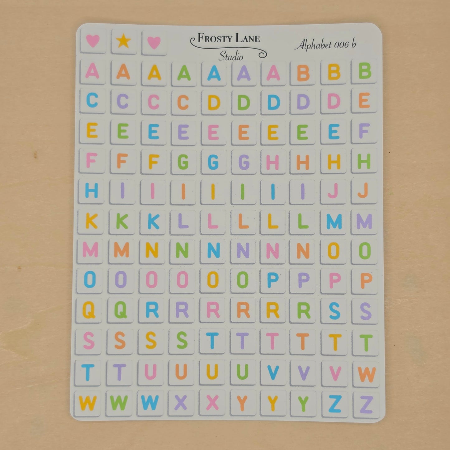 Alphabet 006.b rainbow letters and white square