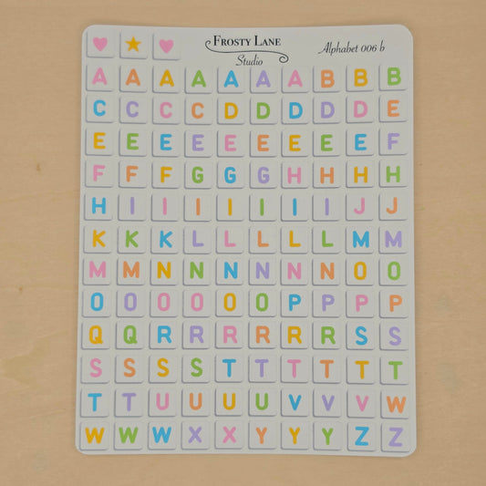Alphabet 006.b rainbow letters and white square