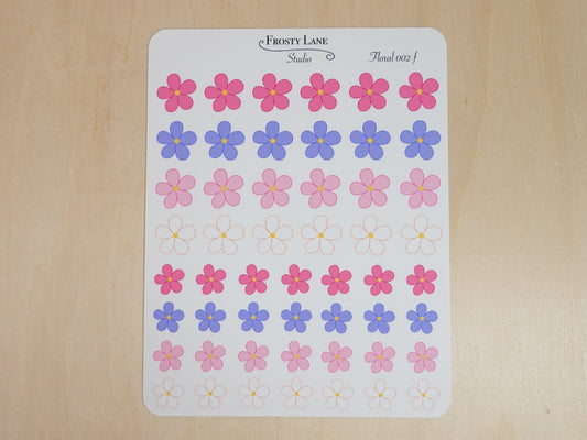 Floral 002 F Mini Pink and Purple Florals Sticker Sheets