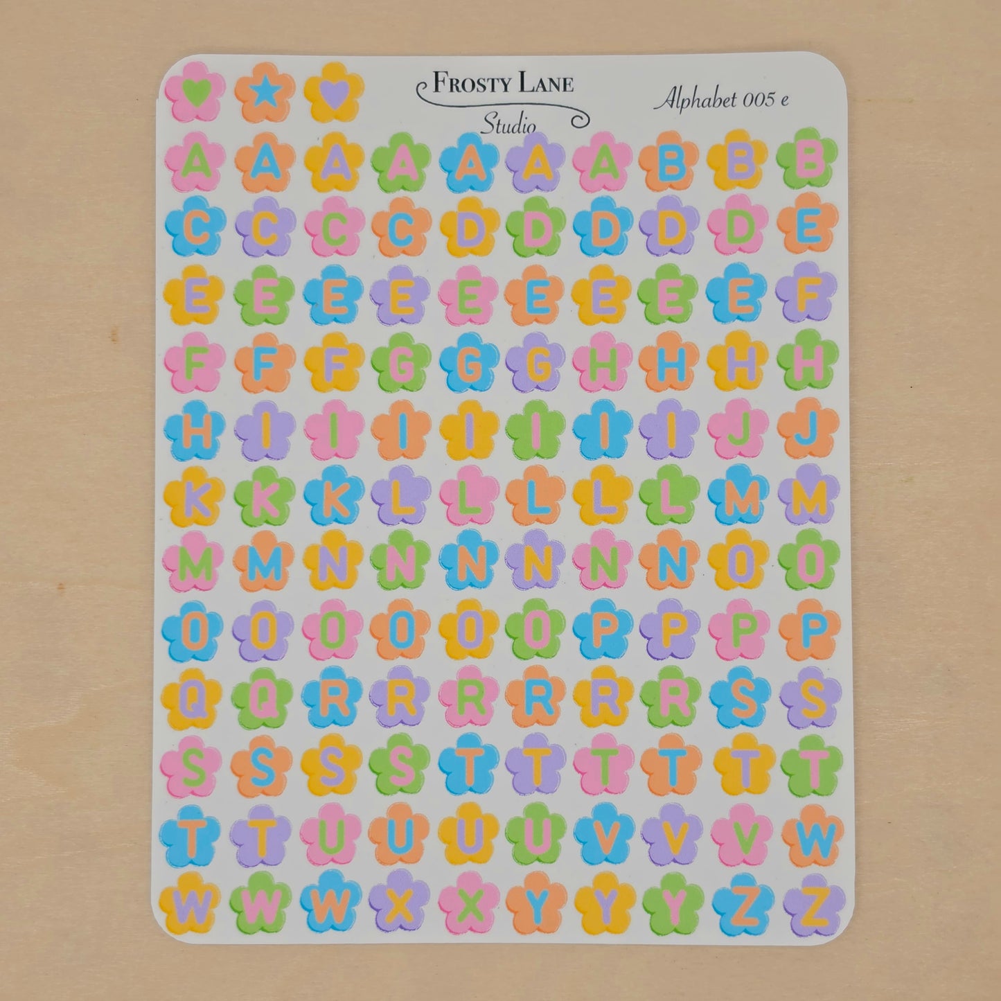 Alphabet 005.e. rainbow letters and rainbow flower