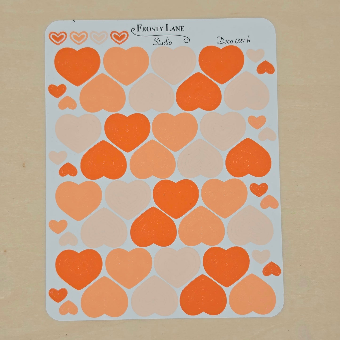 Deco027.b.orange Heart Outline Sticker Sheet