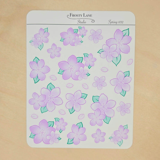 Spring032. Purple Cherry Blossom Sticker Sheet