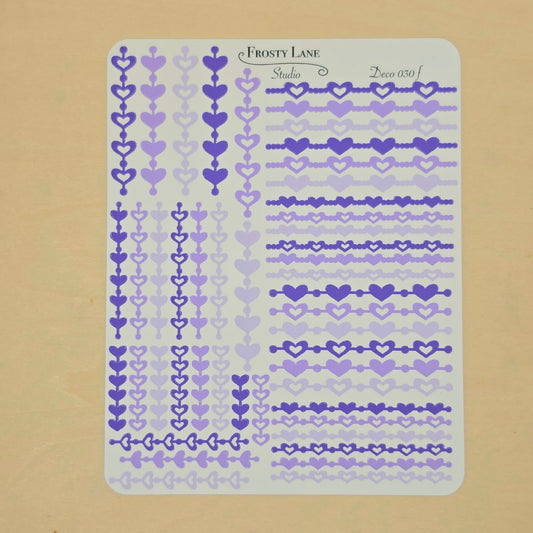 Deco030.f. Purple Heart Chain Sticker Sheet