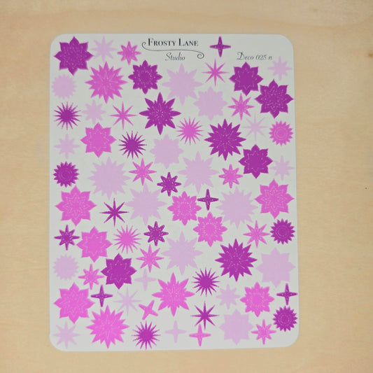 Deco025.n. Fuchsia Sunburst Sticker Sheet