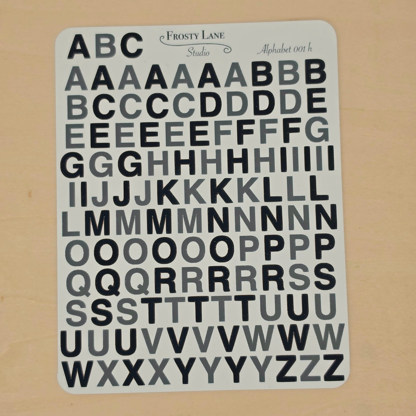 Alphabet 001.h. black and grey
