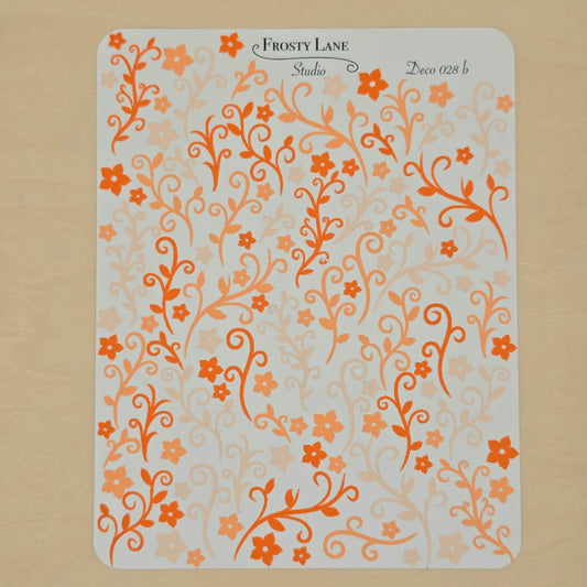 Deco028.b. Orange Vines Sticker Sheet