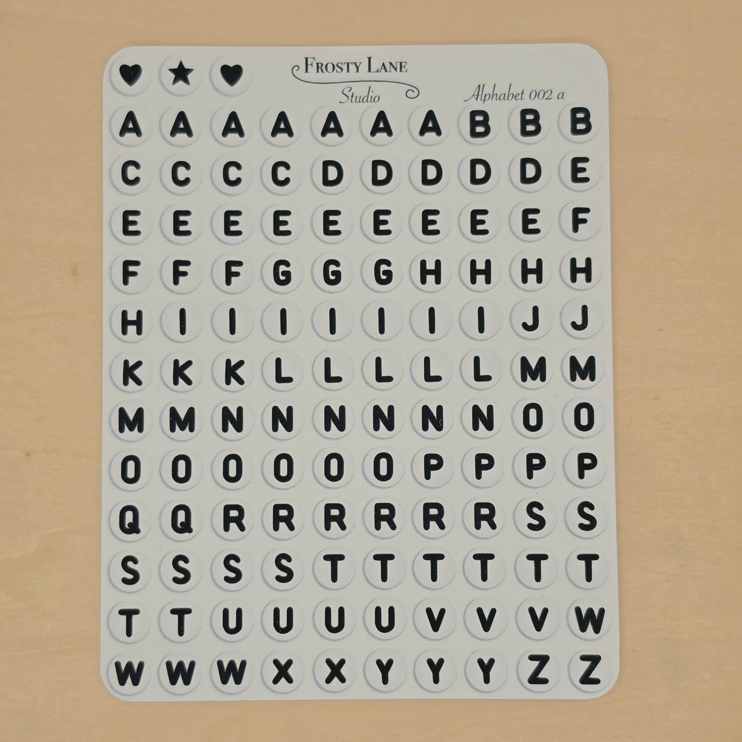 Alphabet 002.a black letters and white circle